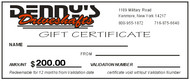 Denny's Driveshafts Gift Certificate - $200